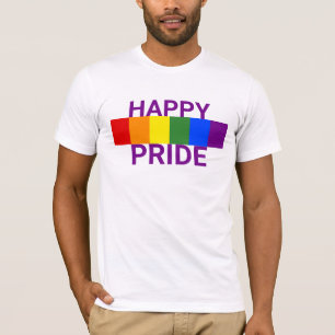 Gelukkig Pride LGBT Regenboogstreep T-shirt