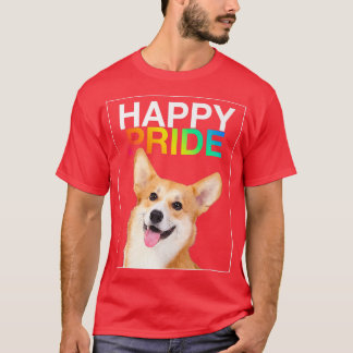 Gelukkig Pride Schattige Corgi Puppy Hond Glimlach T-shirt