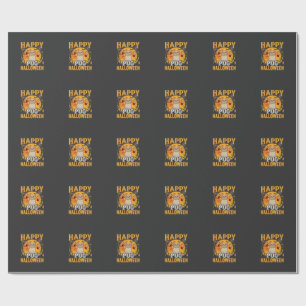 Gelukkig Pug Halloween Griezelen Hond Design_1 Cadeaupapier