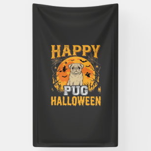 Gelukkig Pug Halloween Griezige Hond Ontwerp_1 Spandoek