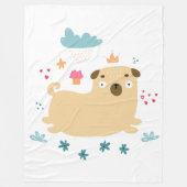 Gelukkig Puggie Fluwelen Deken (Voorkant)