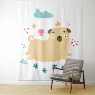 Gelukkig Puggy Wandtapijt Wandkleed