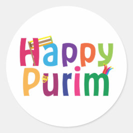 Gelukkig Purim kleurrijk ontwerp Ronde Sticker