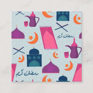 Gelukkig Ramadan-patroon Vierkante Visitekaartje