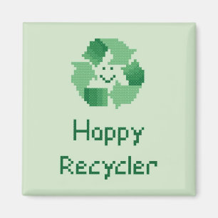 Gelukkig Recycler Cross Stitch Pattern Magneet