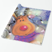 Gelukkig rendier kerst inpakpapier (Uitgerold)