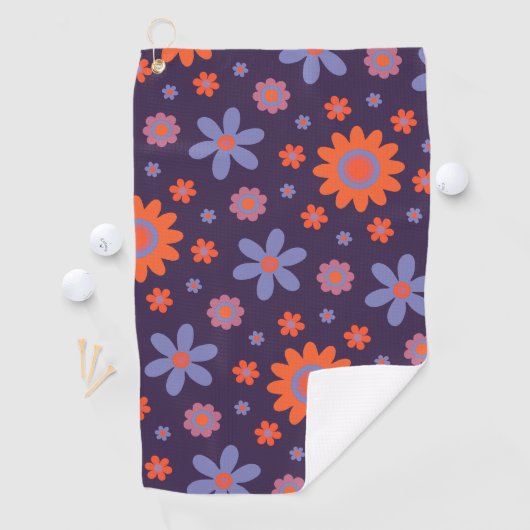  Gelukkig Retro Bloemen Cute 70s Hippie Madeliefje Golfhanddoek (Insitu)