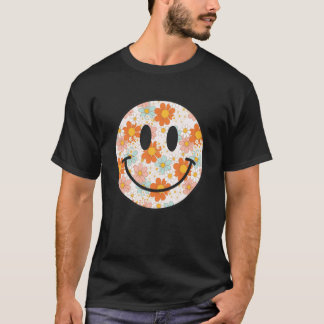 Gelukkig Retro Madeliefje Glimlach Gezicht Preppy  T-shirt
