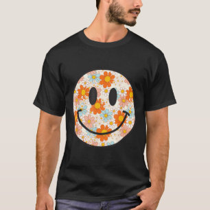 Gelukkig Retro Madeliefje Glimlachend Gezicht Prep T-shirt