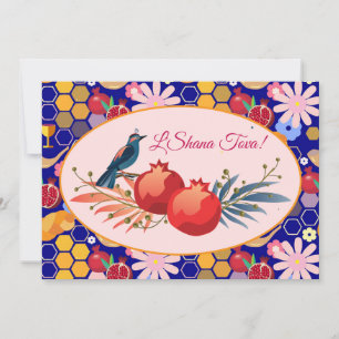 Gelukkig Rosh Hashanah Joods Nieuwjaar Bloempatroo Feestdagenkaart