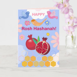Gelukkig Rosh Hashanah Joods Nieuwjaar Bloempatroo Kaart