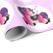 Gelukkig roze pony cadeaupapier (Rol Hoek)