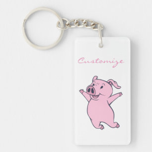 Gelukkig Roze Varken die Thunder_Cove springen Sleutelhanger
