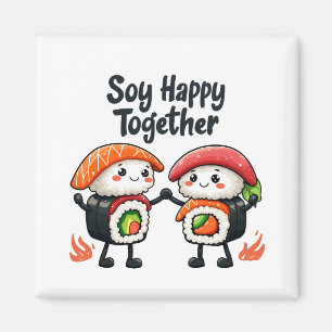 Gelukkig samen Sushi Kawaii Japans eten Magneet