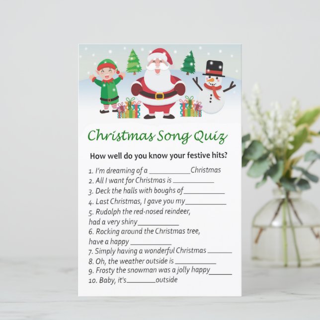 Gelukkig santa claus kerstlied quiz spel (Staand voorkant)