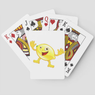 Gelukkig schattig citroen fruit karakter pokerkaarten