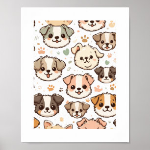 Gelukkig Schattige Puppies Pattern Poster