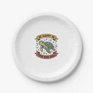 Gelukkig Schildpad Citaat Vintage Gravure Ontwerp_ Papieren Bordje