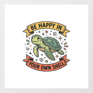 Gelukkig Schildpad Citaat Vintage Gravure Ontwerp_ Raamsticker