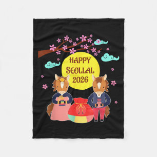 Gelukkig Seollal 2026 Koreaans Nieuwjaar van het H Fleece Deken