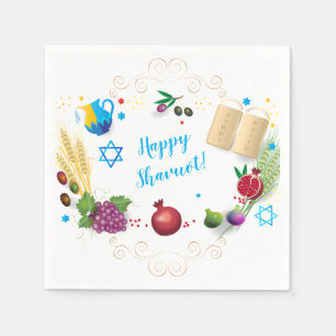 Gelukkig SHAVUOT decoratief ornament zeven species Servet