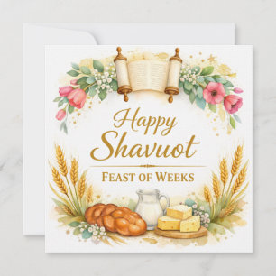 Gelukkig Shavuot Feest van Weken Schilderij Kaart,