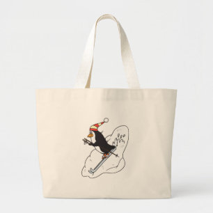 gelukkig skïënd pinguïn grote tote bag