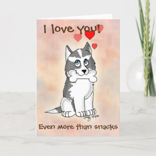 Gelukkig Snack Husky Hond Valentijnsdagkaart Feestdagen Kaart