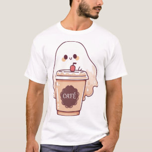 Gelukkig spook houdt van koffie sticker t-shirt