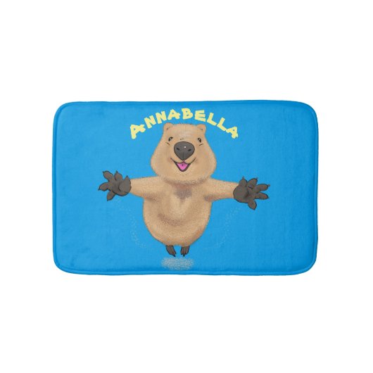 Gelukkig springend quokka cartoon design badmat (Voorkant)