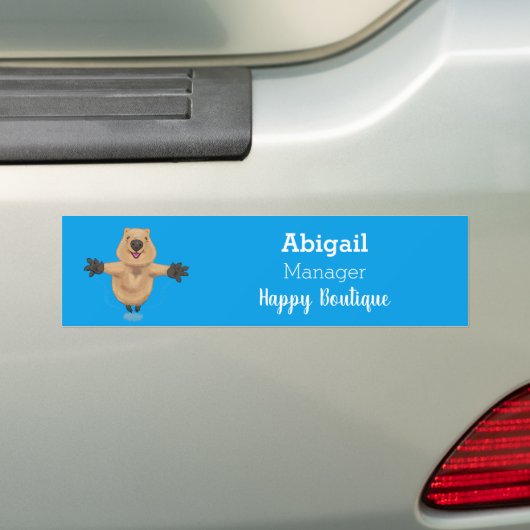 Gelukkig springend quokka cartoon design bumpersticker (Op auto)