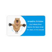 Gelukkig springend quokka cartoon design etiket (Voorkant)