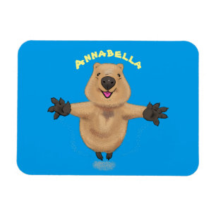 Gelukkig springend quokka cartoon design magneet