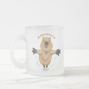 Gelukkig springend quokka cartoon design matglas koffiemok