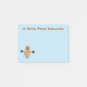 Gelukkig springend quokka cartoon design post-it® notes