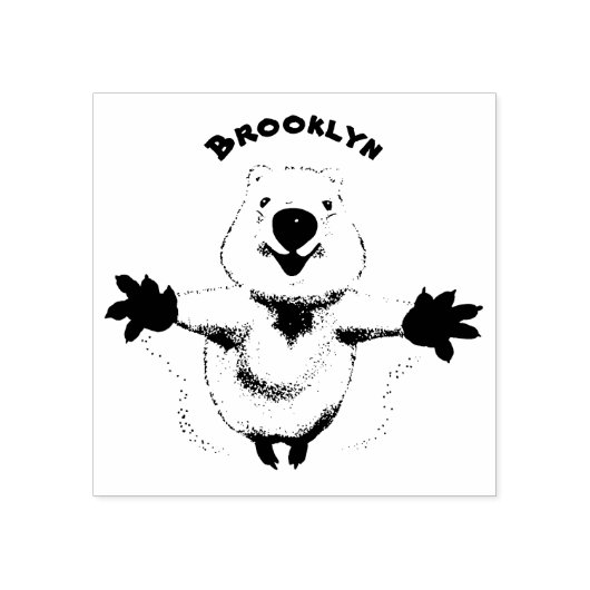 Gelukkig springend quokka cartoon design rubberstempel (Afrduk)