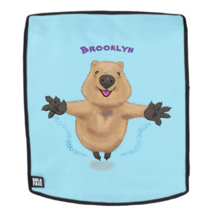 Gelukkig springend quokka cartoon design rugtassen