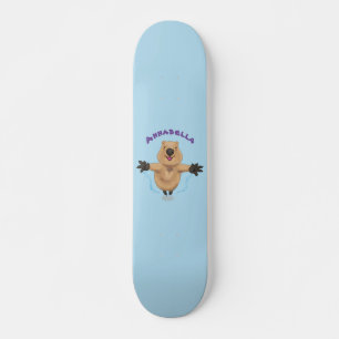 Gelukkig springend quokka cartoon design skateboard