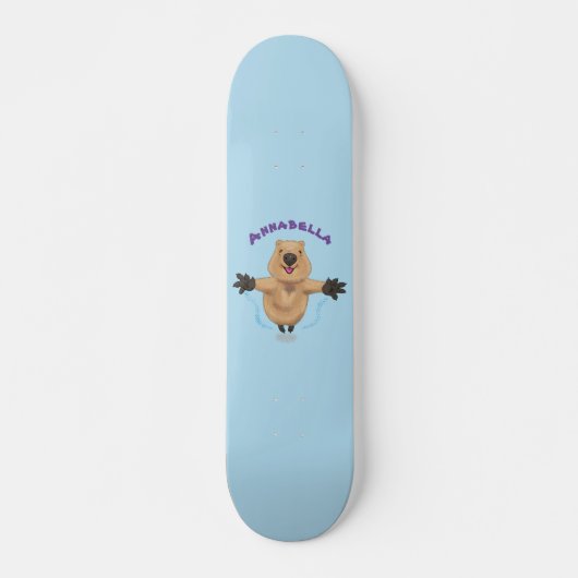 Gelukkig springend quokka cartoon design skateboard (Voorkant)