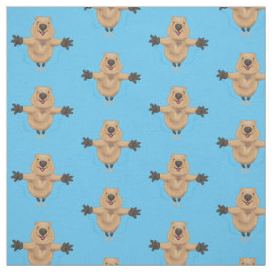 Gelukkig springend quokka cartoon design stof