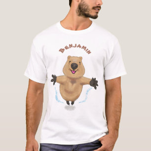Gelukkig springend quokka cartoon design t-shirt
