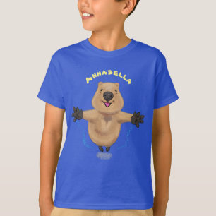 Gelukkig springend quokka cartoon design t-shirt