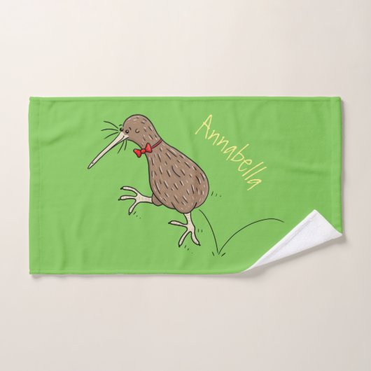 Gelukkig springkiwi met het ontwerp van de cartoon bad handdoek (Handdoek)