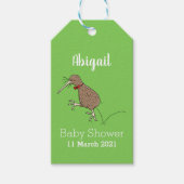 Gelukkig springkiwi met het ontwerp van de cartoon cadeaulabel (Voorkant)