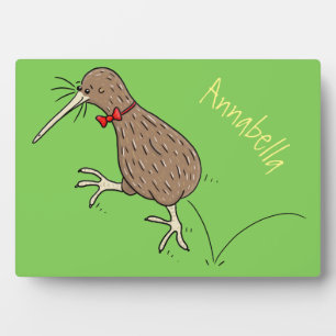 Gelukkig springkiwi met het ontwerp van de cartoon fotoplaat