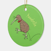 Gelukkig springkiwi met het ontwerp van de cartoon keramisch ornament (Links)