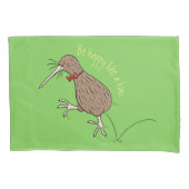 Gelukkig springkiwi met het ontwerp van de cartoon kussensloop (Voorkant)