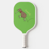 Gelukkig springkiwi met het ontwerp van de cartoon pickleball paddle (Achterkant)