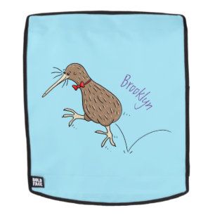 Gelukkig springkiwi met het ontwerp van de cartoon rugtassen