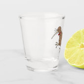Gelukkig springkiwi met het ontwerp van de cartoon shot glas (Links)